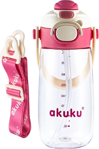 Akuku gourde scolaire avec paille 480 ml rose