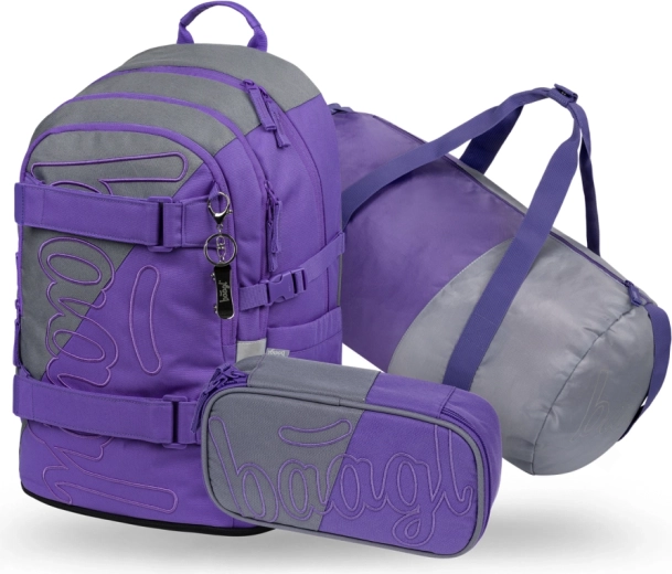 Baagl set scolaire 3 pcs Skate Dual – sac à dos, trousse et sac de sport pliable GRS