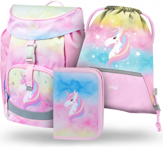Set scolaire BAAGL Airy Rainbow Unicorn – sac à dos, trousse et sac