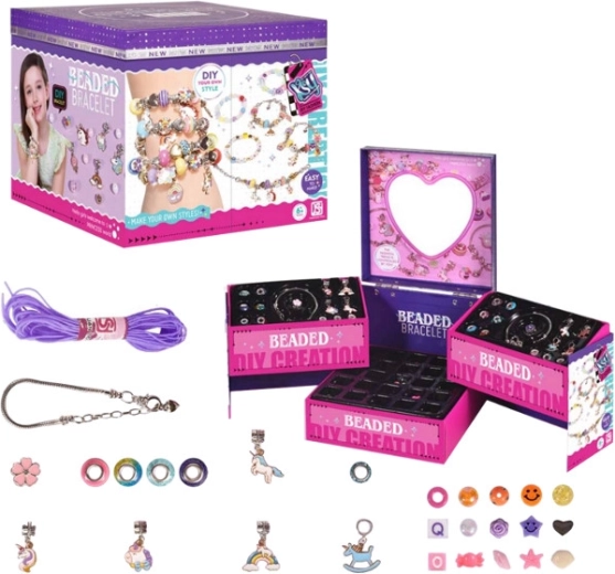 Kit de création de bijoux dans un coffret à bijoux avec miroir