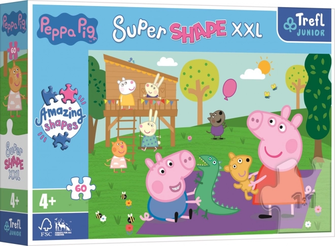Puzzle 60 XXL Super Shape – amusement avec le petit frère, PEPPA PIG