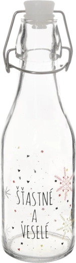 Bouteille en verre FLOCON avec fermeture à clip métallique 0,29 l rouge