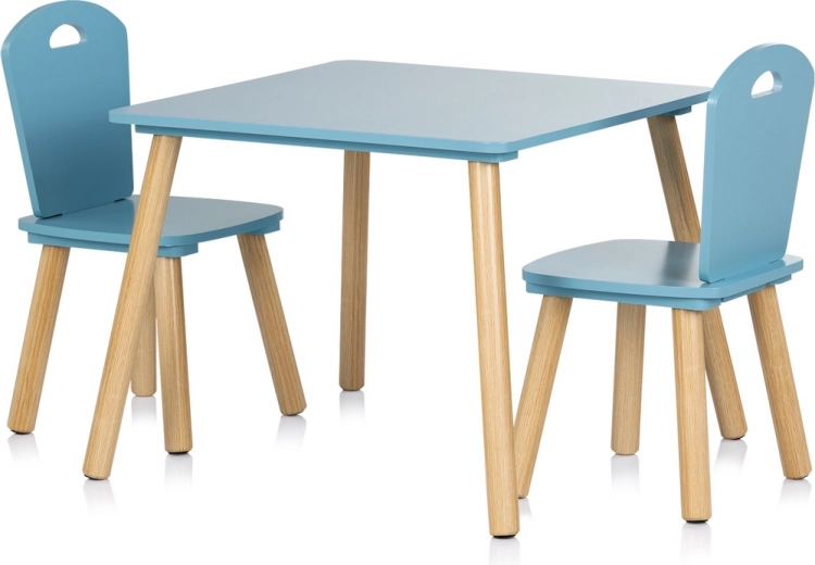 Table en bois pour enfants et 2 chaises Blue CHIPOLINO
