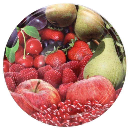 Couvercles pour bocaux de conserve avec motif fruité 66 mm, 4 crans