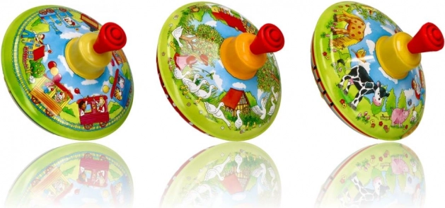 Toupie classique en tôle avec images de la ferme