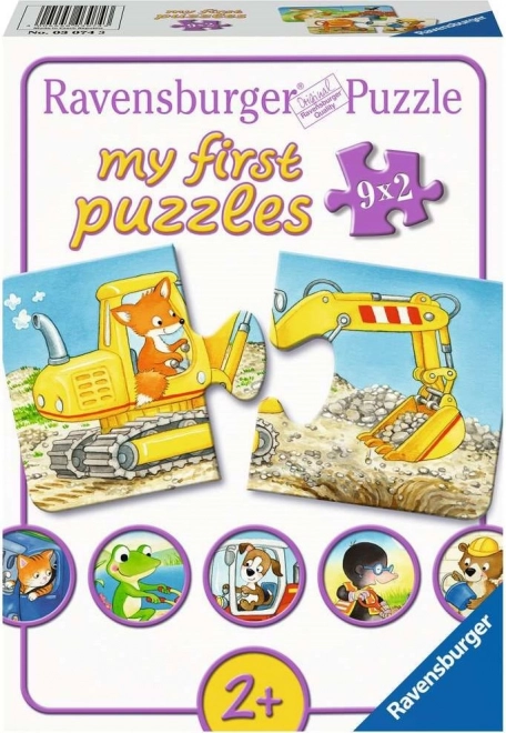 RAVENSBURGER Mon premier puzzle Les animaux sur le chantier 9x2 pièces