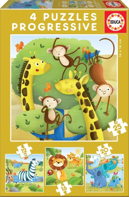 Educa puzzle Animaux sauvages 4-en-1 (12–25 pièces)