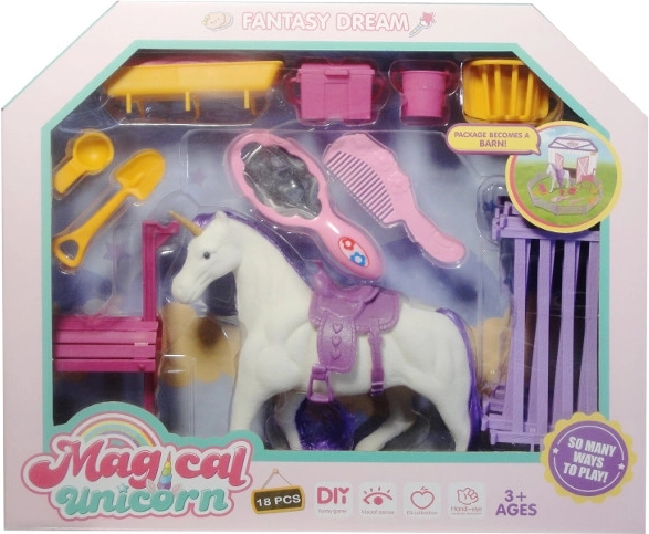 Licorne floquée avec accessoires pour poupées
