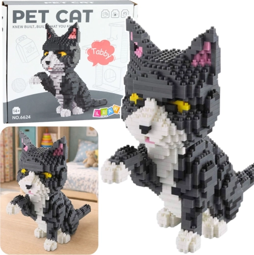 Kit de construction créatif 3D chat gris – 1258 pièces