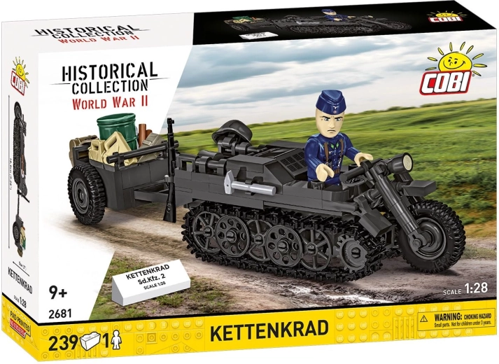 Cobi II WW Sd.Kfz. 2 Kettenkrad avec remorque 1:28 (239 pièces)
