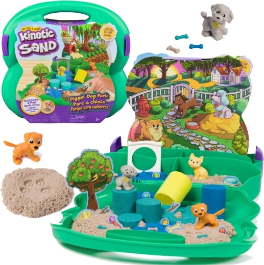 Kinetic Sand Diggin’ Dog Park - set portable avec sable et petits chiens