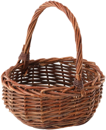 Panier en osier avec poignée brun clair 28 × 28 cm