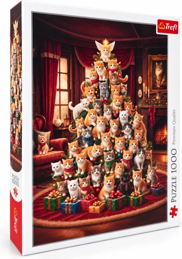 Puzzle Trefl sapin de Noël avec des chats, 1000 pièces