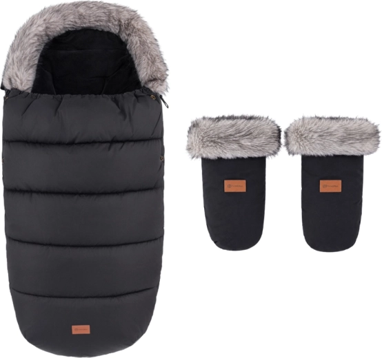 PETITE&MARS set d’hiver : chancelière comfy 4v1 + moufles pour poussette fjora, forever black