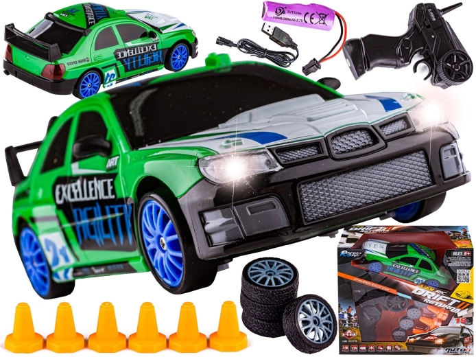 Voiture RC de drift 1:24 4WD 2,4 GHz verte