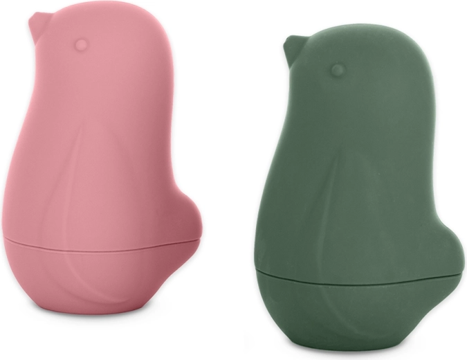 Petite&Mars jouets de bain en silicone Love birds ochre green 6m+