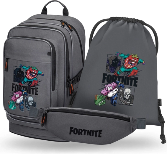 Set scolaire Baagl Cubic Fortnite Squad 3 en 1 : sac à dos, sac et banane (GRS)