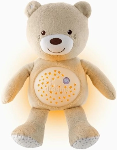 Chicco ourson en peluche avec projecteur et musique Baby Bear First Dreams, beige