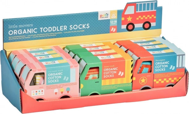 chaussettes bébé en coton bio pour tout-petits 12–18 mois – différents motifs de véhicules