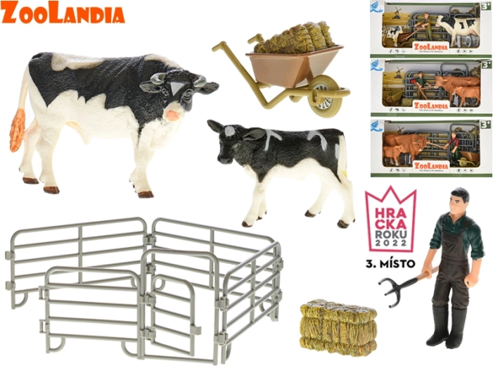 Zoolandia set vache avec veau et accessoires pour la ferme