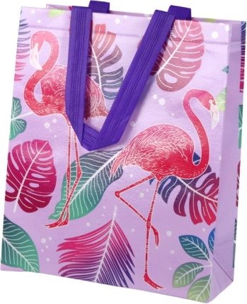 Sac cadeau violet avec flamants roses 30,5 × 24,5 × 10 cm
