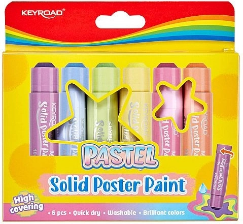 Peintures gouache solides en stick KEYROAD Pastel – set de 6 pcs