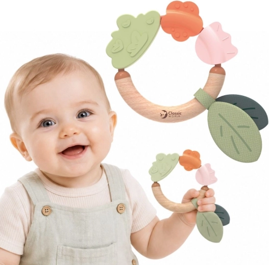 Anneau de dentition sensoriel en bois Classic World pour bébés dès la naissance
