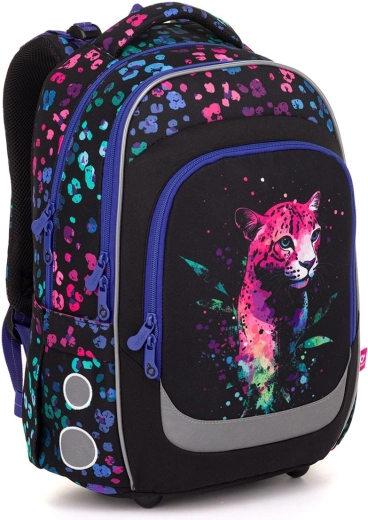 Sac à dos scolaire Topgal Lori avec léopard néon