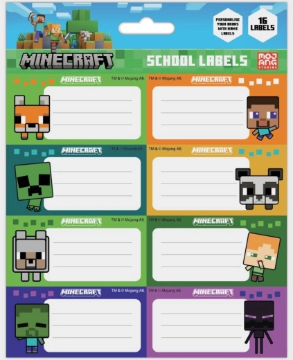 Étiquettes pour cahiers Minecraft chibi