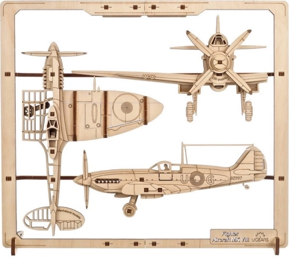Ugears puzzle mécanique en bois Avion de chasse
