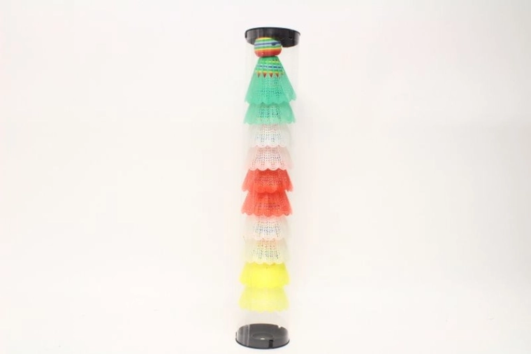 Volants de badminton en plastique colorés en tube (10 pcs)