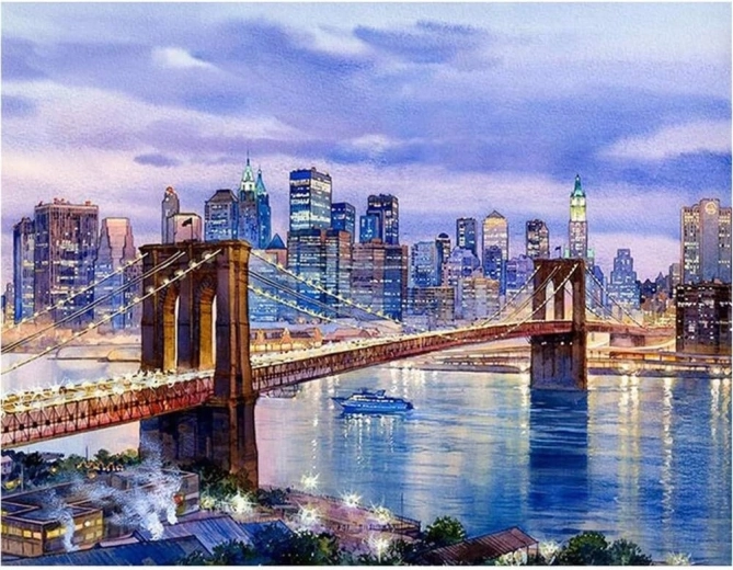 Peinture diamant New York – Pont de Brooklyn 30 × 40 cm