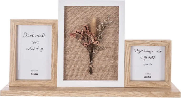Cadre photo en bois beige pour 3 photos