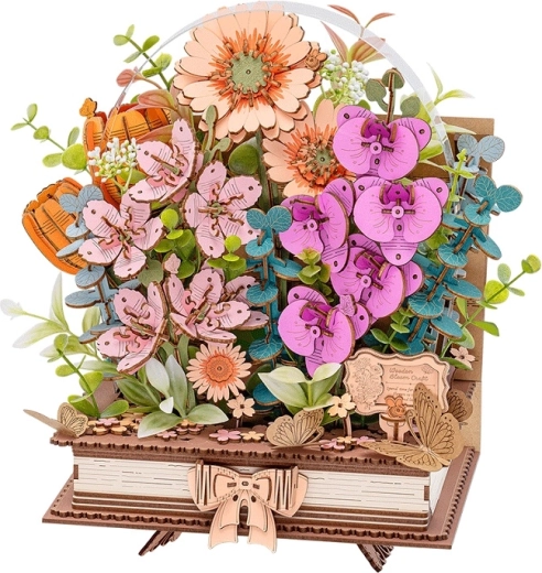 RoboTime Puzzle 3D en bois Livre fleuri
