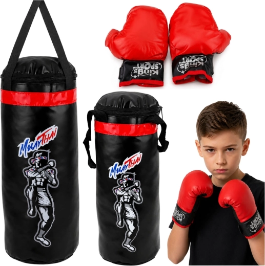 Set de boxe enfant MuayThai M – sac de frappe 55 × 17 cm et gants
