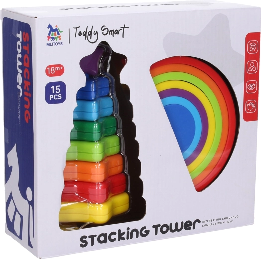 Tour à empiler avec arc-en-ciel