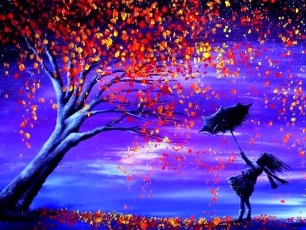 Peinture diamant Arbre magique avec une fille 30 × 40 cm