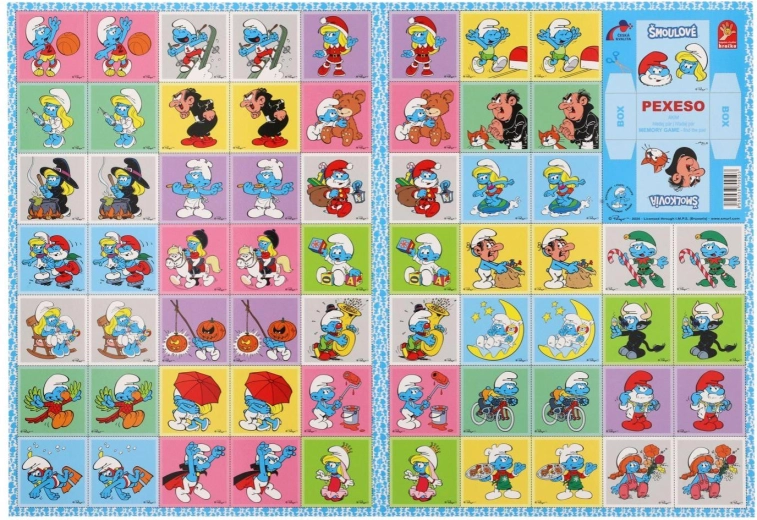 Memory Les Schtroumpfs – jeu de société en papier, 32 paires d’images