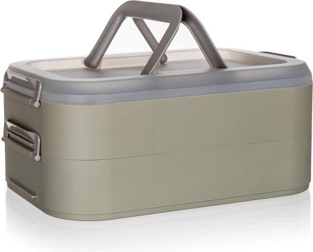 Boîte de fête portable à deux niveaux avec couvercle LATTE, 40 × 28 × 17,8 cm