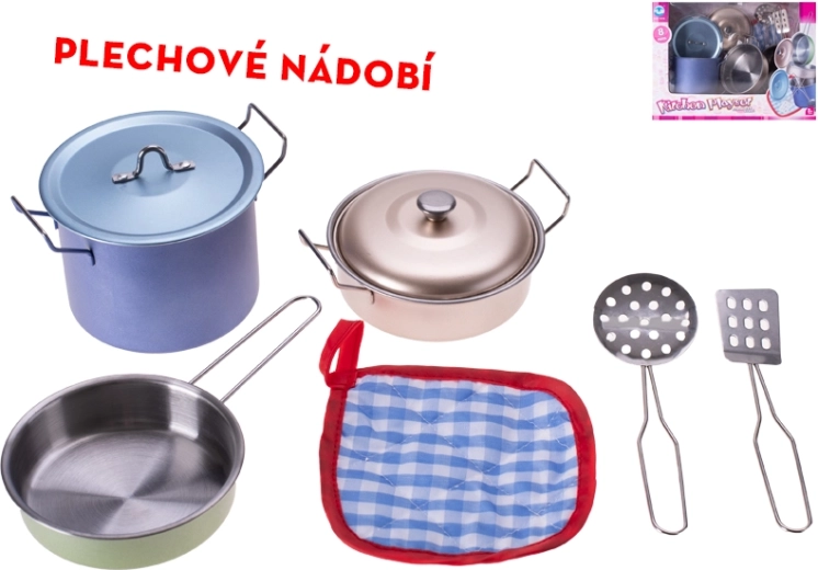 Ensemble en tôle de vaisselle pour enfants – équipement de cuisine métallique 8 pièces
