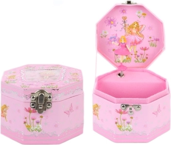 Boîte à bijoux musicale rose avec ballerine et miroir
