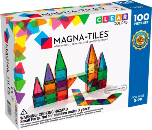 Magna-Tiles jeu de construction magnétique Clear Colours – 100 pièces