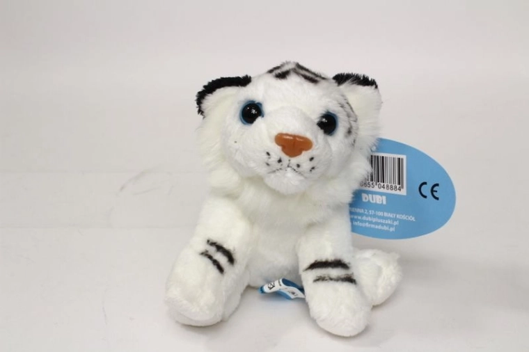 Tigre blanc assis en peluche 14 cm