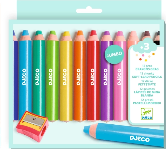 Crayons de couleur éclatants Djeco, 12 pièces