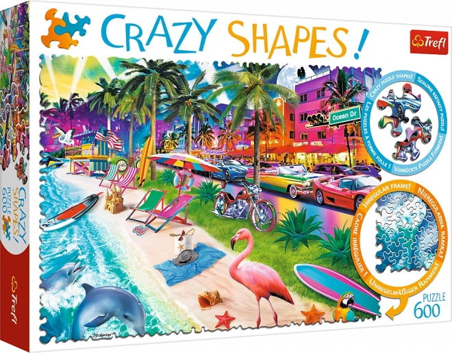 Puzzle TREFL Crazy Shapes – Plage de Miami, 600 pièces