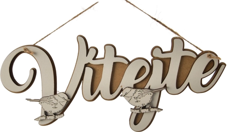 Pancarte en bois « Bienvenue » 31 × 15 cm