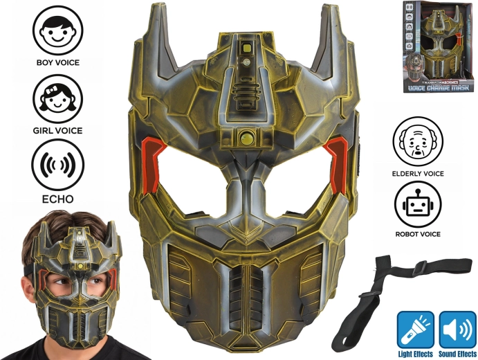 Masque jaune TransforMACHINES avec changeur de voix, effets lumineux et sonores