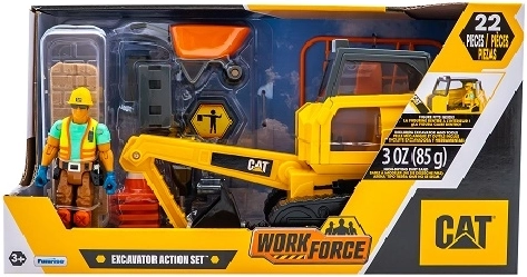 Pelle sur chenilles CAT avec figurine et accessoires de chantier
