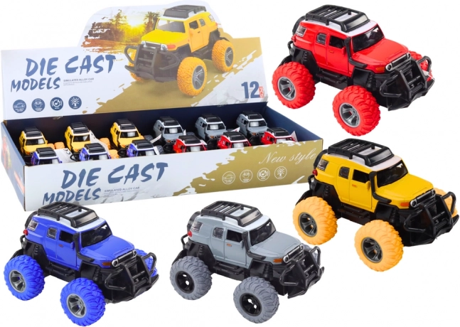 Voiture tout-terrain 1:32 métal pneus en caoutchouc lumières sons à friction