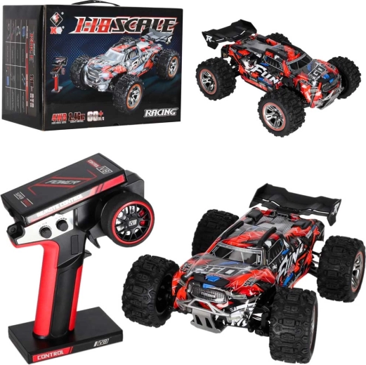 Voiture tout-terrain RC WLToys 184008 1:18 4WD avec moteur sans balais et éclairage LED
